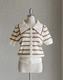 Wish Collar Stripe Color Matching Knit