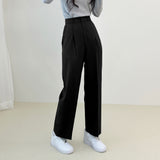 High Waist One Tuck Wide Slacks