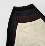 Corduroy Hem Snap Folding Cut Long Wide Pants