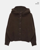 Kuan Hood High Neck Button Knit Cardigan