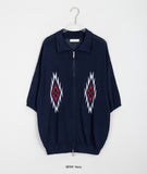 [unisex] Peulryu two-way short sleeve knit zip-up