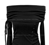 Kants Slit Off-Shoulder Long Sleeve
