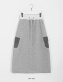 Ichimo banding brushed fleece cargo long skirt