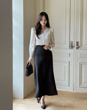 Shyro Satin Mermaid Banding Long Skirt