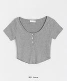 Tabon Button Cropped Short Sleeve Tee