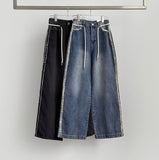Side Surgery Point Hip Point Long Wide Denim Pants