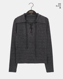 Letil Hippie Velvet Bokashi Eyelet Collar T-Shirt