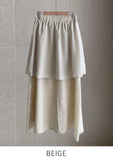 [Two Piece] Duere Linen Wrap Collar Shirt Long Skirt