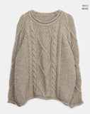 Veda cable round neck over wool knit