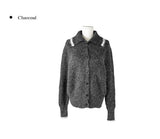 Ruggie Color Matching Collar High Neck Button Knit
