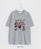 Kyosun Cat Print Over Short Sleeve Tee