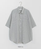 [unisex] Dillon Seersucker Check Over Short Sleeve Shirt