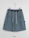 [unisex] Renhi Stripe Banding Denim Bermuda Pants