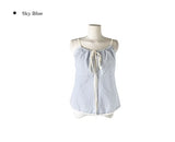 Modern Stripe Ribbon Shirring Color Matching Sleeveless