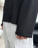 Rattie Damage Ribbed Knit Long Sleeve
