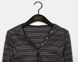 Harit Stripe Button Hooded T-Shirt