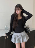 Lemin Summer Rib Round Loose Fit Long Sleeve Cardigan