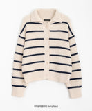 Melven stripe hachi collar cardigan