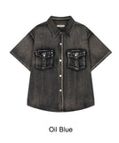 Salt Two-Pocket Washed Denim Short Sleeve Shirt