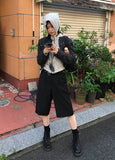 RIB KNIT HOOD ZIP-UP