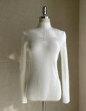 Polaine Pearl Half Neck Ribbed Knit