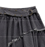 Marf Studded Grunge Unbalanced Skirt