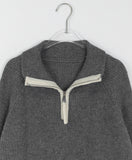 [BAONHAUS] Poinin color matching half zip-up knit