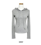 Dazzle ribbed snap semi-crop hoodie