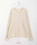 Cotina V-neck Slit Cable Knit
