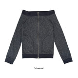SOFT OFF SHOULDER ZIP-UP