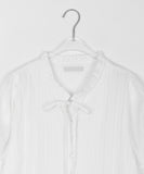 Shonu Frill Lace Ribbon Puff Short Sleeve Blouse