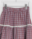 [BAONHAUS] Yanbi Check Lace Banding Midi Skirt