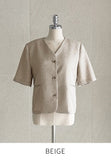 Leju No Collar Tweed Short Sleeve Short Jacket