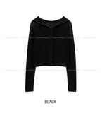 Louve Slub Knit Hooded Cardigan