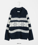 Tibble Nordic Snowflake Wool Knit Zip-Up Cardigan