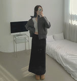 Low Rise Shibori Maxi A-Line Brushed Long Skirt