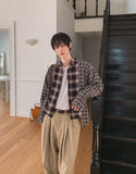 Nepri Cutting Layered Cropped Checkered Shirt