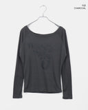 Dua Number Star Printed Unbalanced Off-Shoulder Long-Sleeve T-Shirt