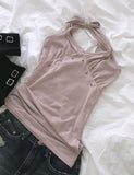 Haon Eyelet Shirring Halter Sleeveless