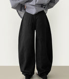 Curv cut line mega balloon fit banding cotton pants