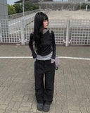 Kaya Black Pintuck Wide Pants