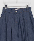 Shaku Denim Pleated Midi Skirt