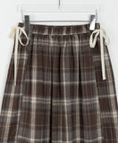 Royzel Ribbon Banding Check Long Skirt