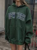 New York Embroidered Overfit Hoodie