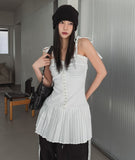Glare pleated bustier one-piece