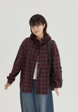 [BAONHAUS] Kitket Check Over Hood Shirt