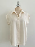 Roan Open Collar Cap Sleeve Blouse