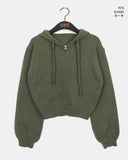 Ronky Two Way Cropped Hooded Knitwear Zip-Up