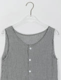 Namiku Round Check Button Sleeveless Long One Piece