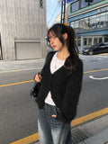 Zion Angora V-neck Loose Fit Knit Cardigan